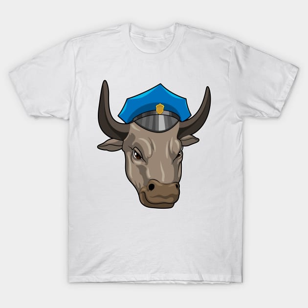 Bull as Police officer Police T-Shirt by Markus Schnabel